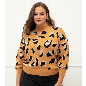 Eloquii cheetah oversize mock sweater